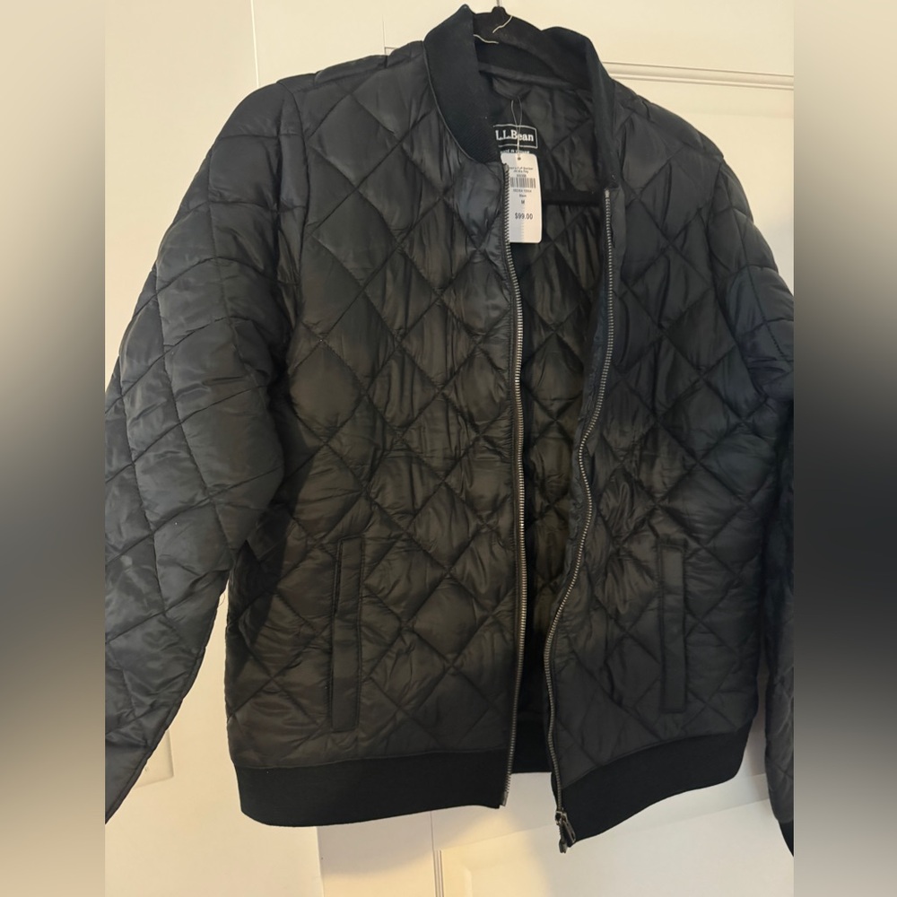 L.L. Bean Black Puff Bomber Jacket